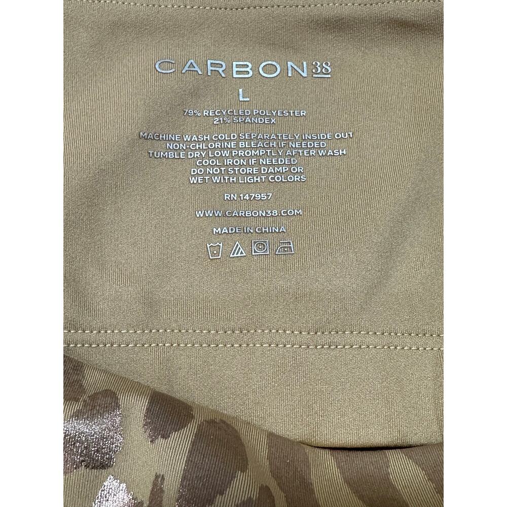 Carbon38 Metallic Leopard Longline Sports Bra Gold Foil Animal Print Size L - Picture 6 of 9
